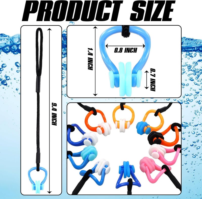 Seenelling 10 Pcs Swimming Nose Clip Earplugs with String Waterproof Swim Nose Plugs Soft Silicone Earplugs Protector Accessories for Adult Beginner Swimming Training Supplies - Image 2